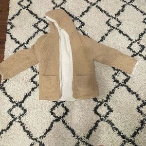 Reversible tan bc white fluffy jacket
